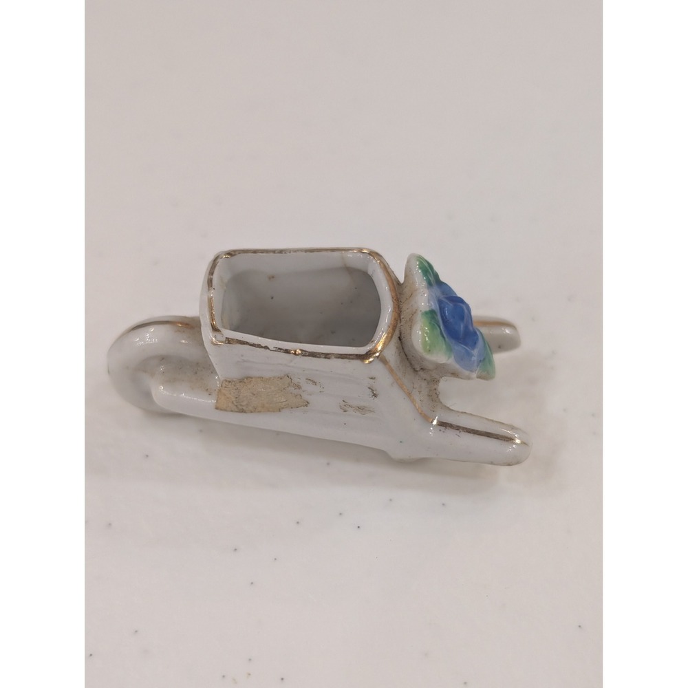 H Kato Vintage Occupied Japan Miniature Ceramic Wheelbarrow Planter Figurine‎ 2" - Picture 5 of 7